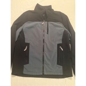Gap‎ Mens Softshell Jacket Black Grey Full Zip Fleece Lined Colorblock Large
